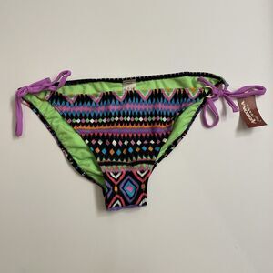 Arizona Jeans & Co. Bikini Bottoms Black Neon Geometric Junior Size Large